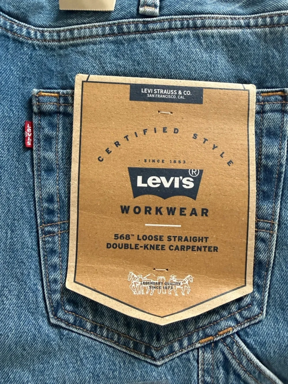 Levi's 568 Loose Straight Double Knee Carpenter Jeans Blue Men's W33 L32 NWT